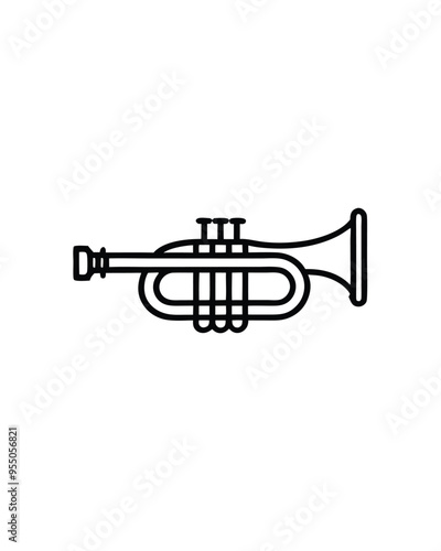 Editable stroke vector of a trumpet with three valves.