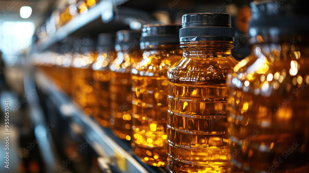 New Engine Oil Bottles: Bottles of new engine oil ready to be used, often arranged neatly in a workshop or auto parts store. New Engine Oil Bottles: Bottles of new engine oil ready to be used, often arranged neatly in a workshop or auto parts store.
