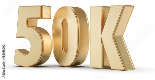 50k Followers Gold Number 3D Render