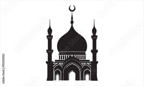 Islamic Mosque black silhouette 
