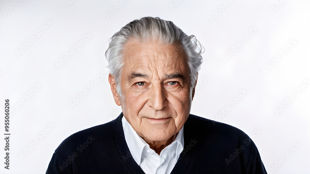 portrait of old 80 years old gray haired man senor smiling on white background portrait of old 80 years old gray haired man senor smiling on white background
