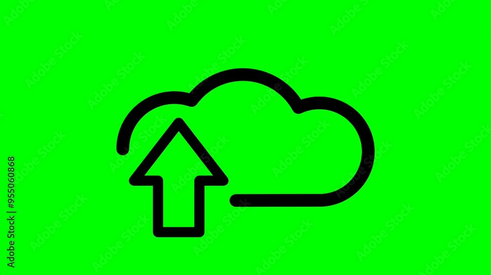 Green screen animation of upload icon. Moving upload icon. Green screen animation of upload icon. Moving upload icon.