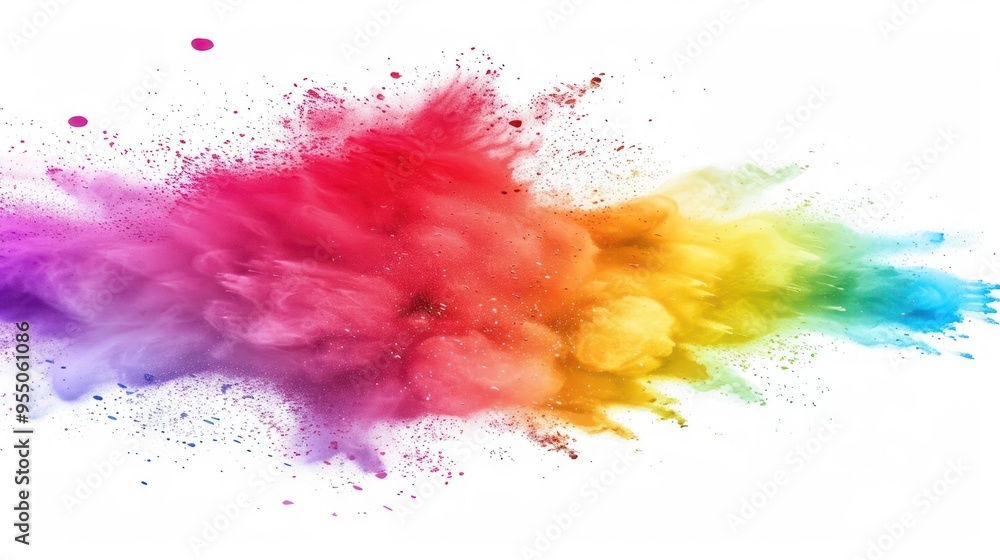 Rainbow Powder Explosion on White Background Rainbow Powder Explosion on White Background