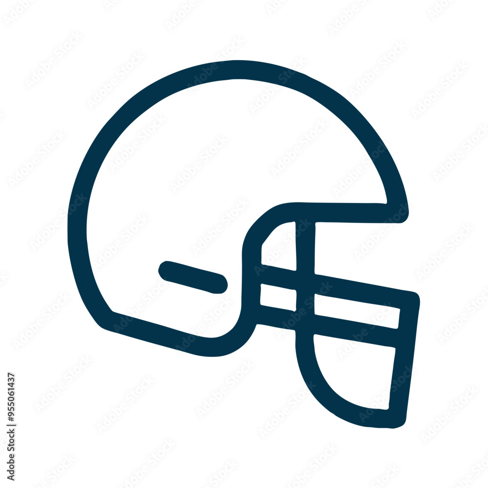 Icon of Football Helmet, Minimalist Design, Black and White, Sports Equipment Symbol Icon of Football Helmet, Minimalist Design, Black and White, Sports Equipment Symbol