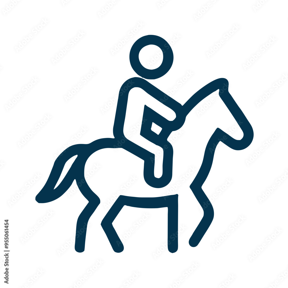 Icon of Horse Riding, Minimalist Design, Black and White, Equestrian Sports Symbol Icon of Horse Riding, Minimalist Design, Black and White, Equestrian Sports Symbol