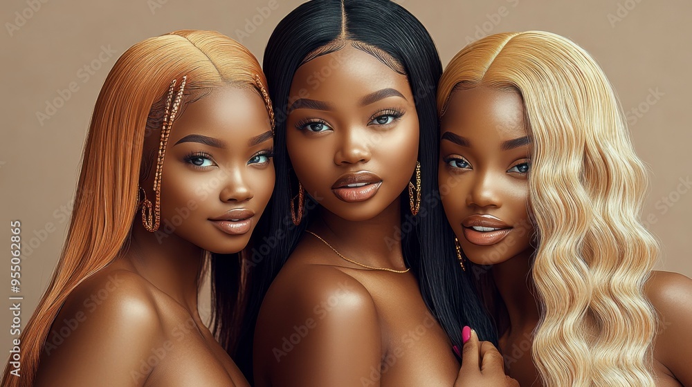Three Black Women with Different Hair Colors and Styles Three Black Women with Different Hair Colors and Styles