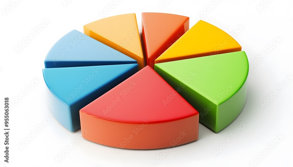 Obraz premium Colorful 3D Pie Chart with Seven Sections