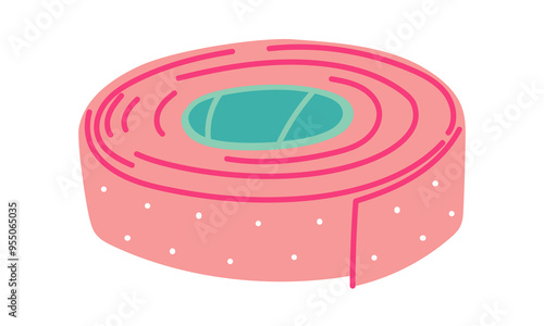 Vector colored flat Roll Band-aid First aid with breathable surface. Pink roll with breathable surface. insulated strip to cover wounds, scratches and other elements. fabric strip is cut with scissors