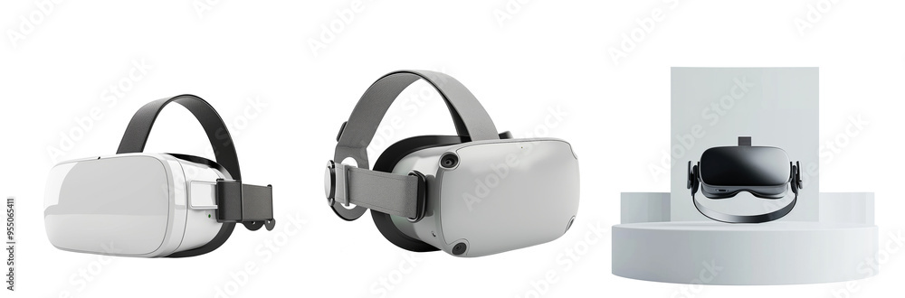3D VR headset mockup, front view on isolated transparent background 3D VR headset mockup, front view on isolated transparent background