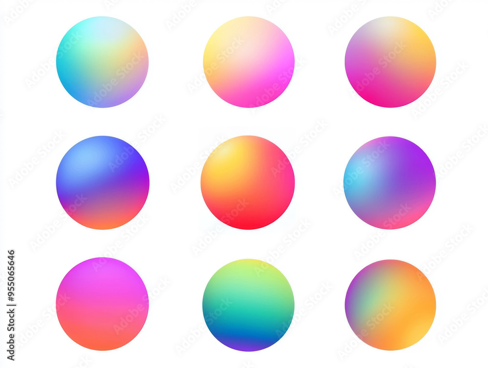 A set of colorful spheres with a rainbow pattern A set of colorful spheres with a rainbow pattern
