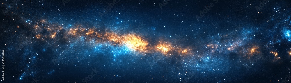 Obraz premium A stunning view of a galaxy filled with vibrant stars and cosmic dust, showcasing the beauty of the universe with brilliant colors.