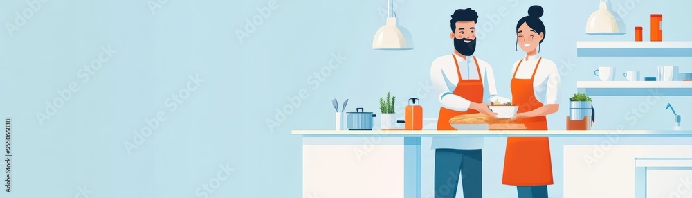Couple maintaining a tidy household together, Male and female domestic, lifestyle Couple maintaining a tidy household together, Male and female domestic, lifestyle