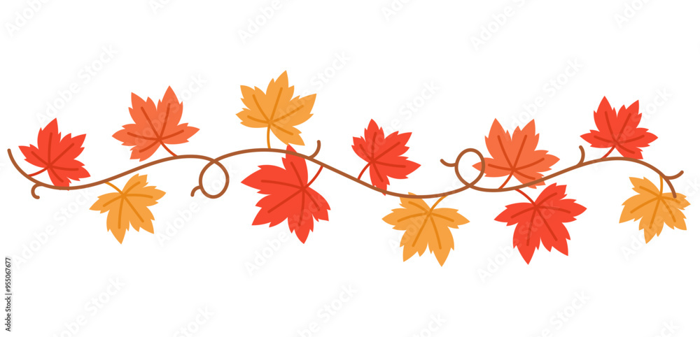 yellow, red, and orange maple leaves garlnad illustration yellow, red, and orange maple leaves garlnad illustration