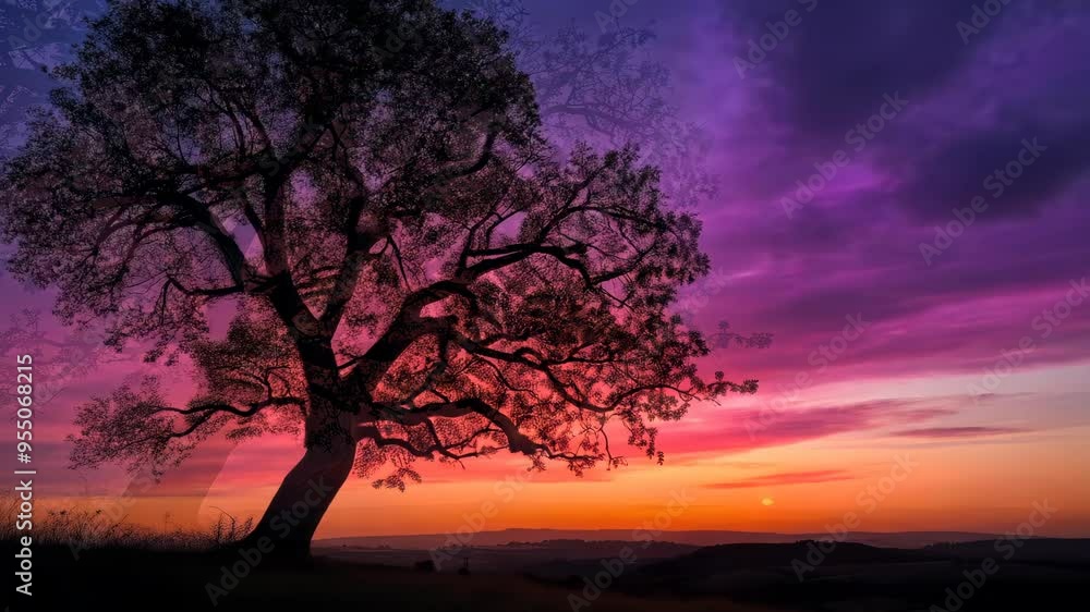 Breathtaking sunset view over hills and trees in a serene natural landscape at golden hour Breathtaking sunset view over hills and trees in a serene natural landscape at golden hour