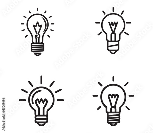 Light bulb icons set. Outline vector illustration for web and mobile design