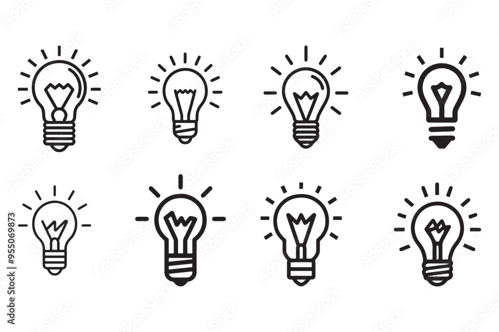Light bulb icons set. Outline vector illustration for web and mobile design Light bulb icons set. Outline vector illustration for web and mobile design