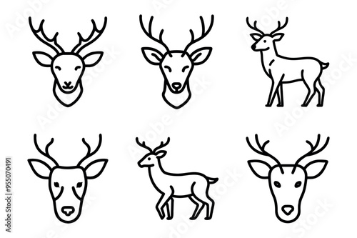 deer icon in thin line style. deer outline drawing.