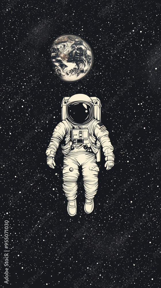 A lone astronaut floats in the vast expanse of space, Earth a distant sphere, surrounded by a shimmering tapestry of stars. A lone astronaut floats in the vast expanse of space, Earth a distant sphere, surrounded by a shimmering tapestry of stars.