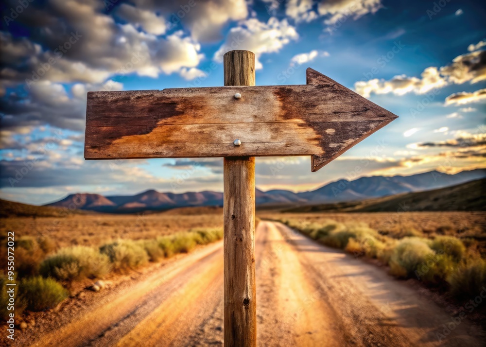 A worn, rustic signpost stands alone on a weathered dirt road, indicating a midpoint journey with worn arrows pointing in opposite directions. A worn, rustic signpost stands alone on a weathered dirt road, indicating a midpoint journey with worn arrows pointing in opposite directions.
