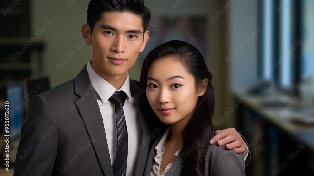 Working together on a project two asian business colleagues. Neural network ai generated art Working together on a project two asian business colleagues. Neural network ai generated art