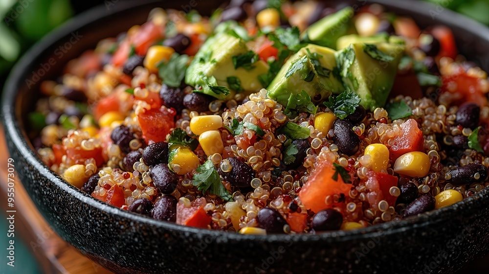 Fresh and Colorful Quinoa Salad with Black Beans, Corn, Avocado, and Lime-Cilantro Vinaigrette Fresh and Colorful Quinoa Salad with Black Beans, Corn, Avocado, and Lime-Cilantro Vinaigrette