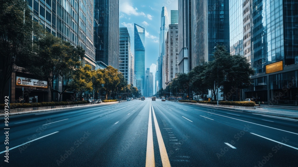 Empty Street in a Modern City Empty Street in a Modern City