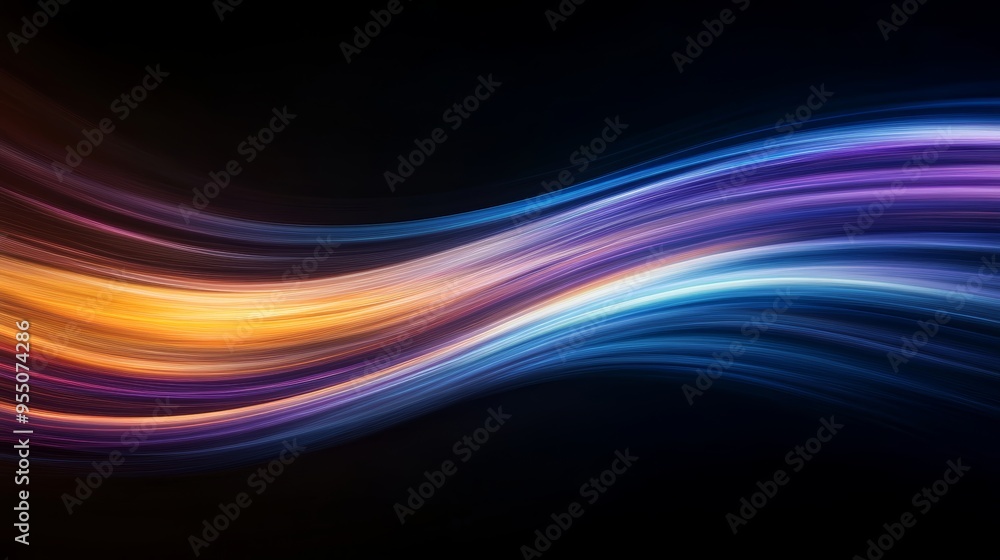 A vibrant wave of color blending hues of orange, blue, and purple against a dark background, creating a dynamic visual effect. A vibrant wave of color blending hues of orange, blue, and purple against a dark background, creating a dynamic visual effect.