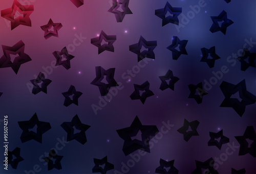Dark Purple vector template with sky stars.