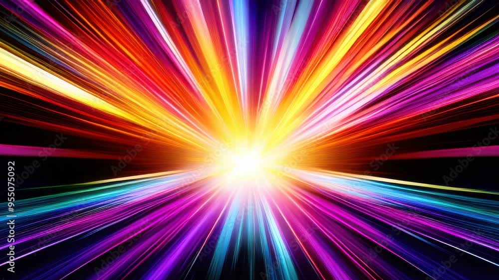 A bright explosion of light with a black background A bright explosion of light with a black background