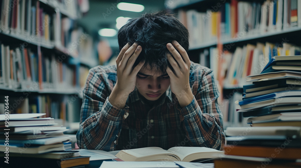 Stressed out college student. Idea of strugles of studying and competition in now days society. Stressed out college student. Idea of strugles of studying and competition in now days society.