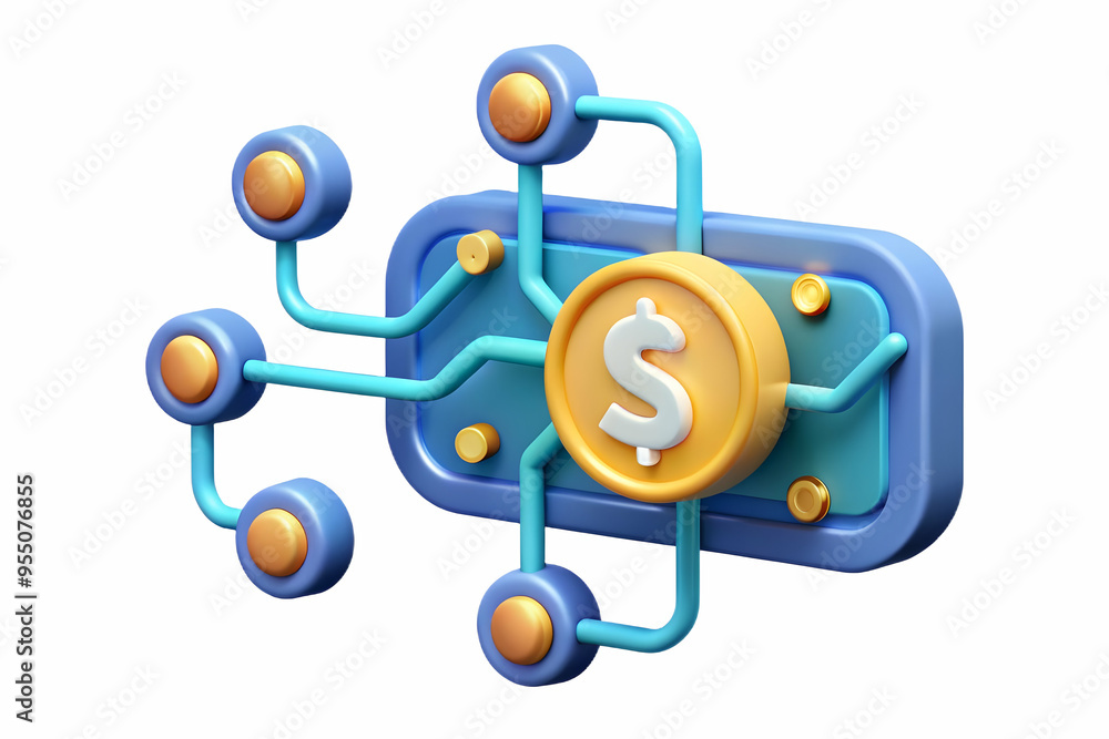 3D AI Circuit Path with Money Flow Concept - Vector Illustration of Connected AI Pathways and Financial Processes Symbolized by Money Flow - Isolated on White Background 3D AI Circuit Path with Money Flow Concept - Vector Illustration of Connected AI Pathways and Financial Processes Symbolized by Money Flow - Isolated on White Background