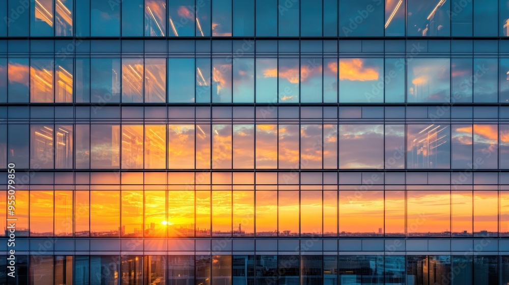 Sunset Reflection in Office Building Windows Sunset Reflection in Office Building Windows