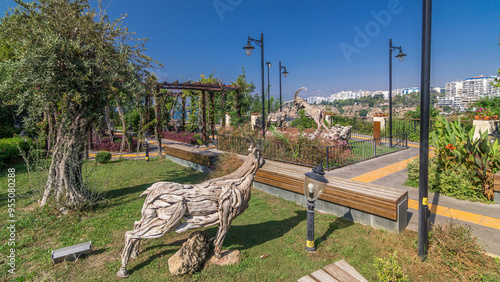 Meremerli park timelapse hyperlapse, located on the top of the rocky cliff in Antalya. photo