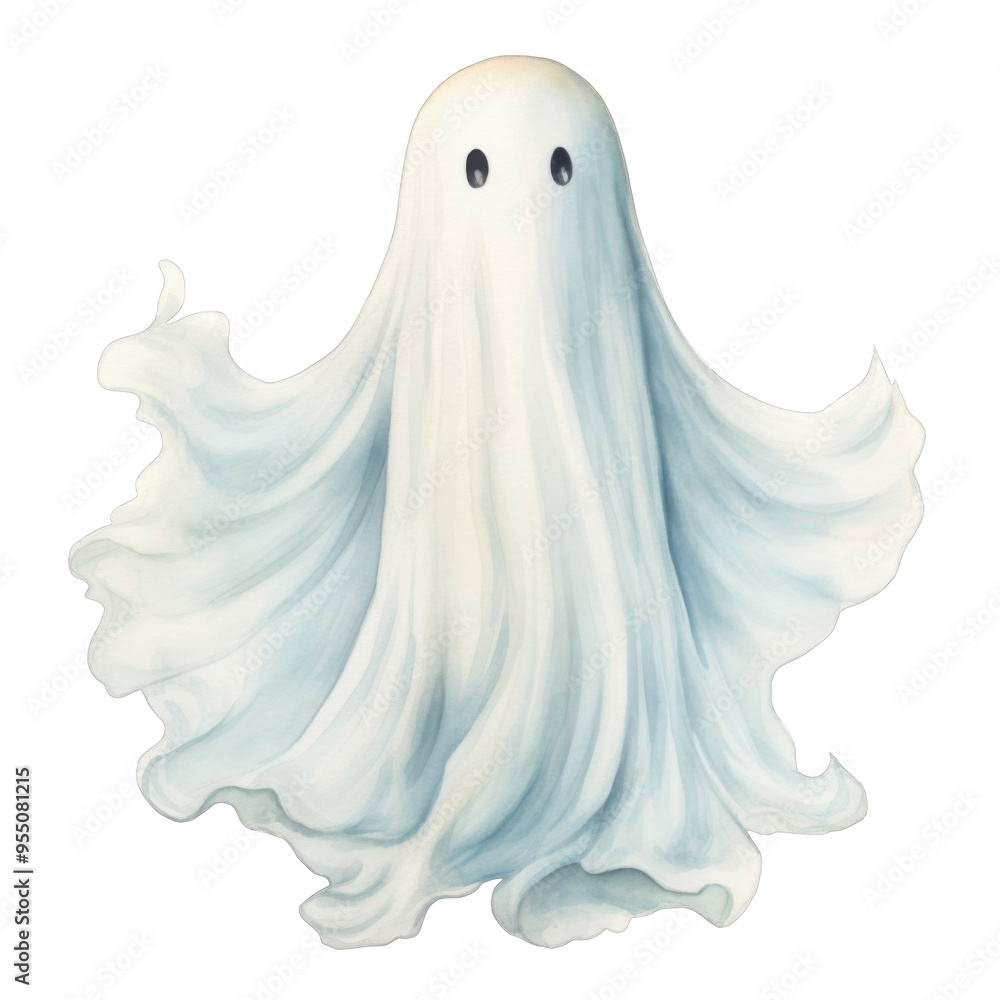 A Watercolor Illustration of a Friendly Ghost A Watercolor Illustration of a Friendly Ghost