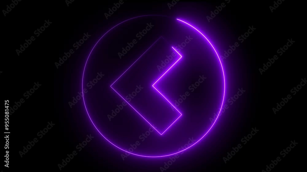Neon glowing up left color bold arrow direction icon animation black background Neon glowing up left color bold arrow direction icon animation black background