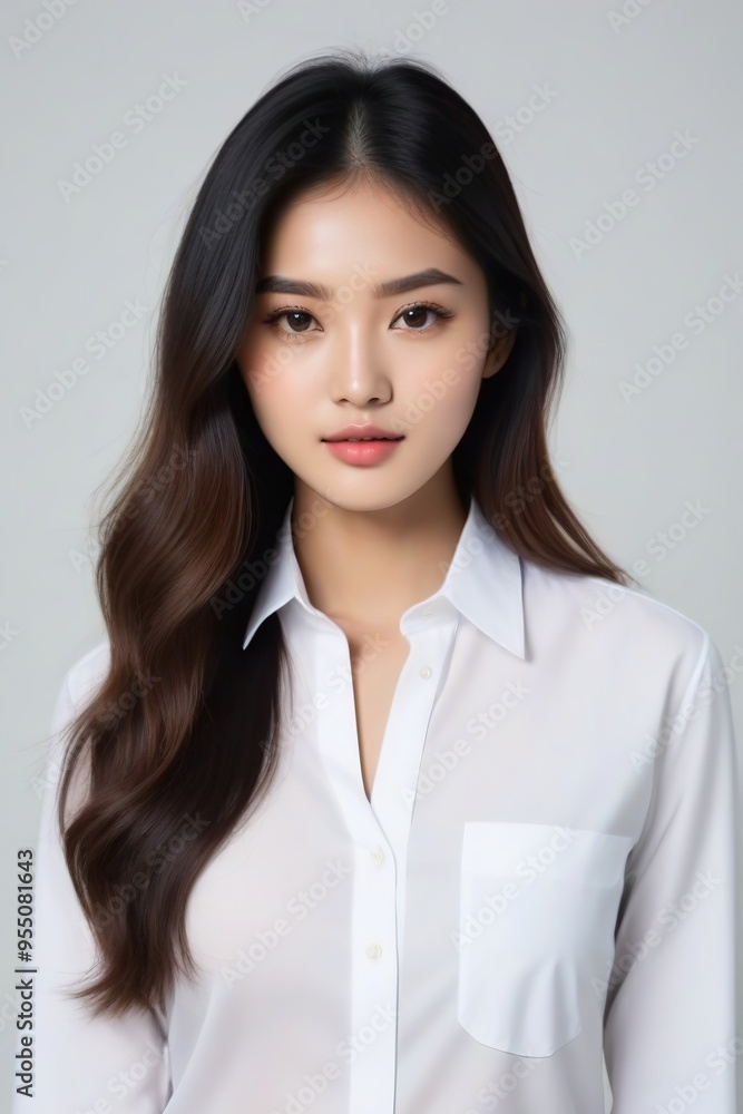 Attractive Girl with Long Hair and Bright Eyes Attractive Girl with Long Hair and Bright Eyes