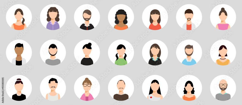 Icons of different people avatar. User people avatar collection in a flat design. Set of cartoon people avatar Icons of different people avatar. User people avatar collection in a flat design. Set of cartoon people avatar