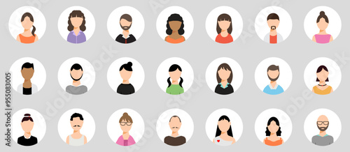 Icons of different people avatar. User people avatar collection in a flat design. Set of cartoon people avatar