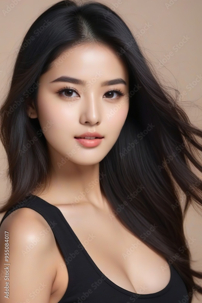 Attractive Girl with Long Hair and Bright Eyes Attractive Girl with Long Hair and Bright Eyes