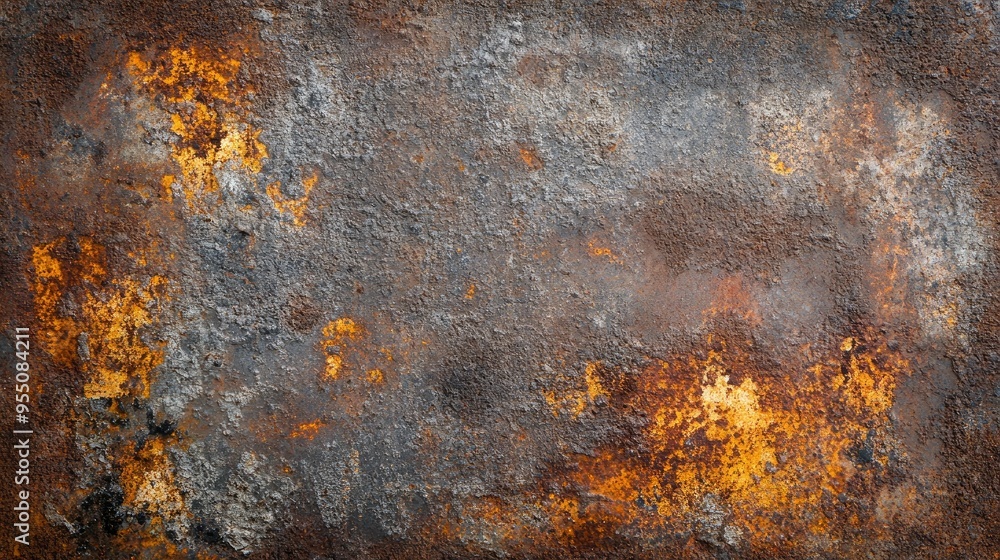 Close-up of distressed metal surface with rust and scratches, offering a rugged and vintage background texture Close-up of distressed metal surface with rust and scratches, offering a rugged and vintage background texture