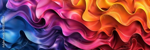 Bright abstract fabric flows elegantly in waves in different colors