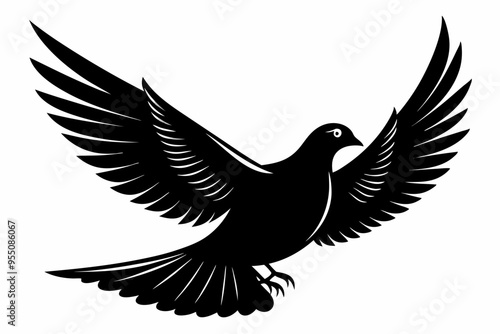 Dove silhouette vector art, Bird icon illustration