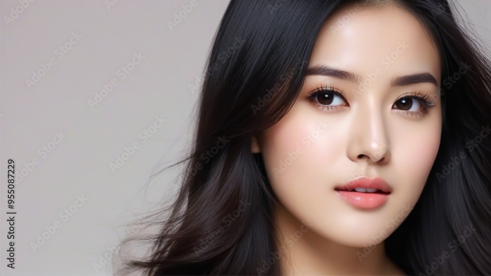 Attractive Girl with Long Hair and Bright Eyes Attractive Girl with Long Hair and Bright Eyes