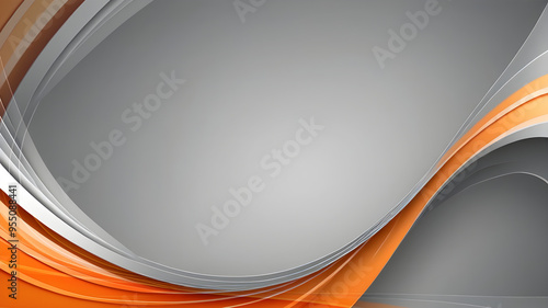 A modern orange color 3d curve in wavy style on grey background having empty space for text, wallpaper backdrop, banner, poster design 