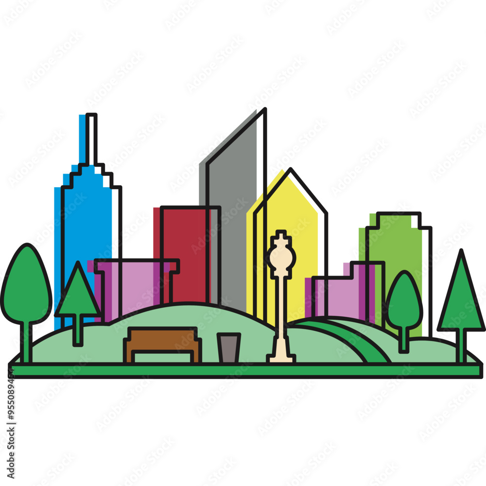 Obraz premium Skyline Building Vector on the white background