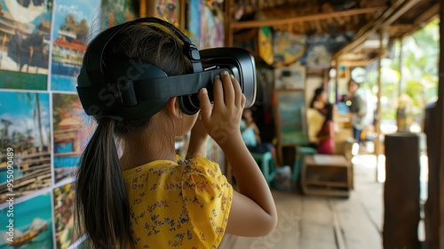 Young Girl Exploring the World Through Virtual Reality