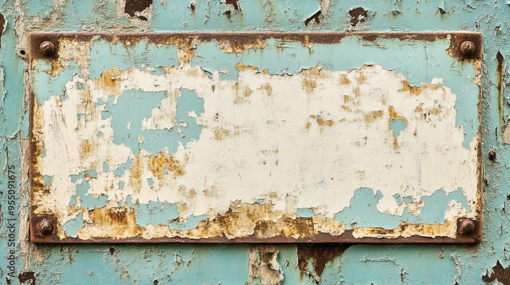 Old, rusted metal sign with peeling paint and weathered surface, perfect for vintage and retro designs Old, rusted metal sign with peeling paint and weathered surface, perfect for vintage and retro designs