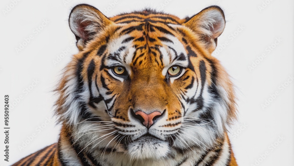 Close-up portrait of tiger on a white background, tiger, wildlife, feline, predator, animal, close-up, fur, stripes Close-up portrait of tiger on a white background, tiger, wildlife, feline, predator, animal, close-up, fur, stripes