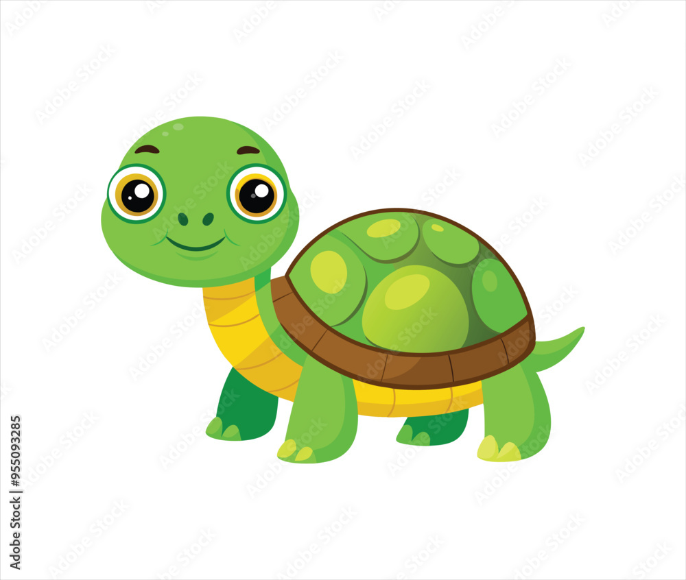 a cute cartoon turtle vector on a white background a cute cartoon turtle vector on a white background