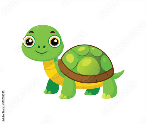 a cute cartoon turtle vector on a white background